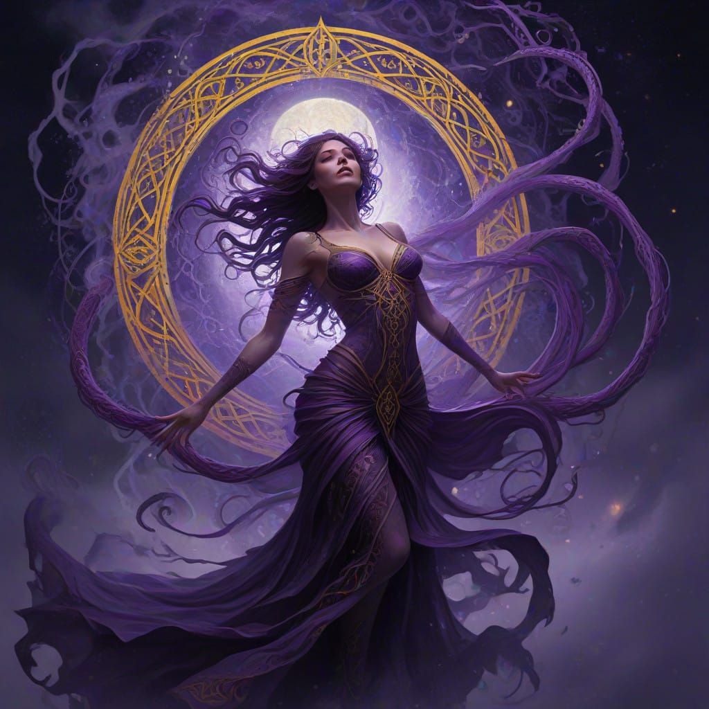 Mystical Banshee Confronts the Cosmos in Dark Fantasy