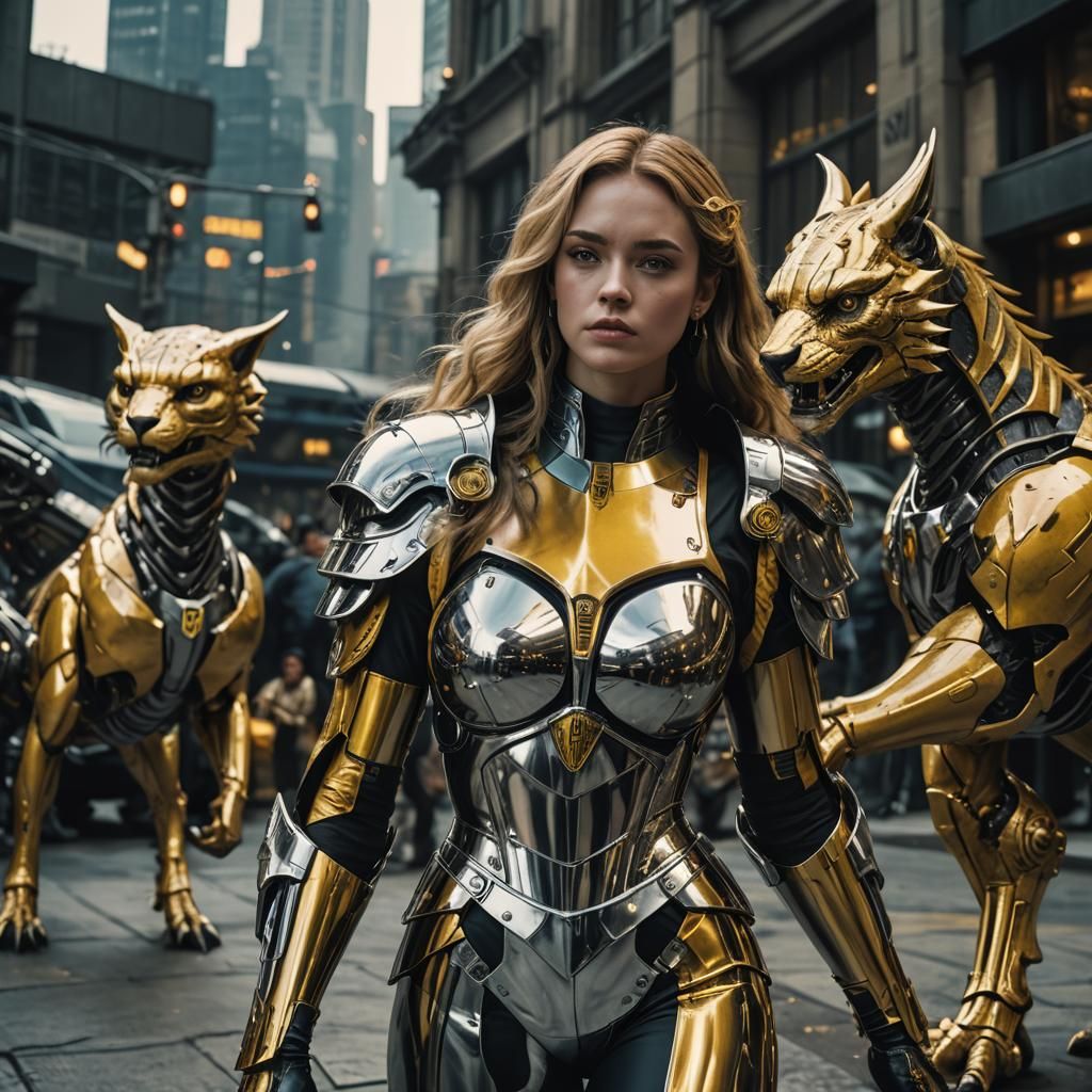 Chrome Hufflepuff Girl in Sorayama Style