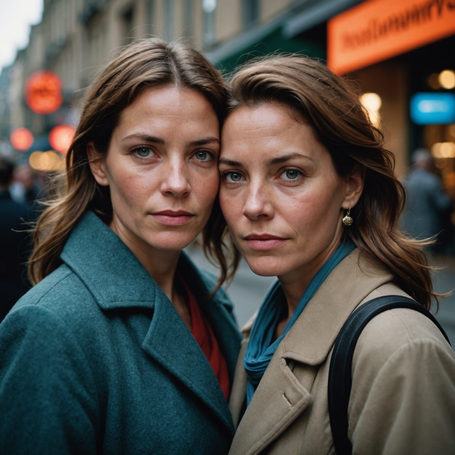 Candid Portrait of Two Women on Walking Street