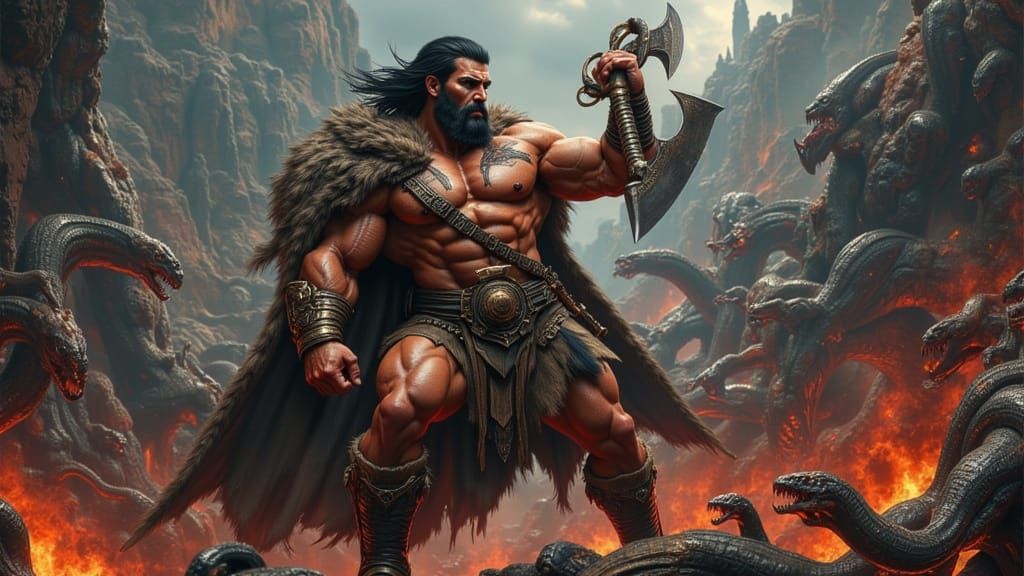 Conan the Barbarian Battles Serpent Demons in Dark Realm