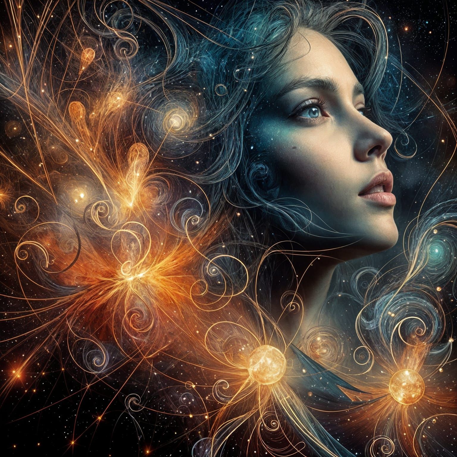 Caravaggio-style Tenebrism with Neon and Glossy Textures