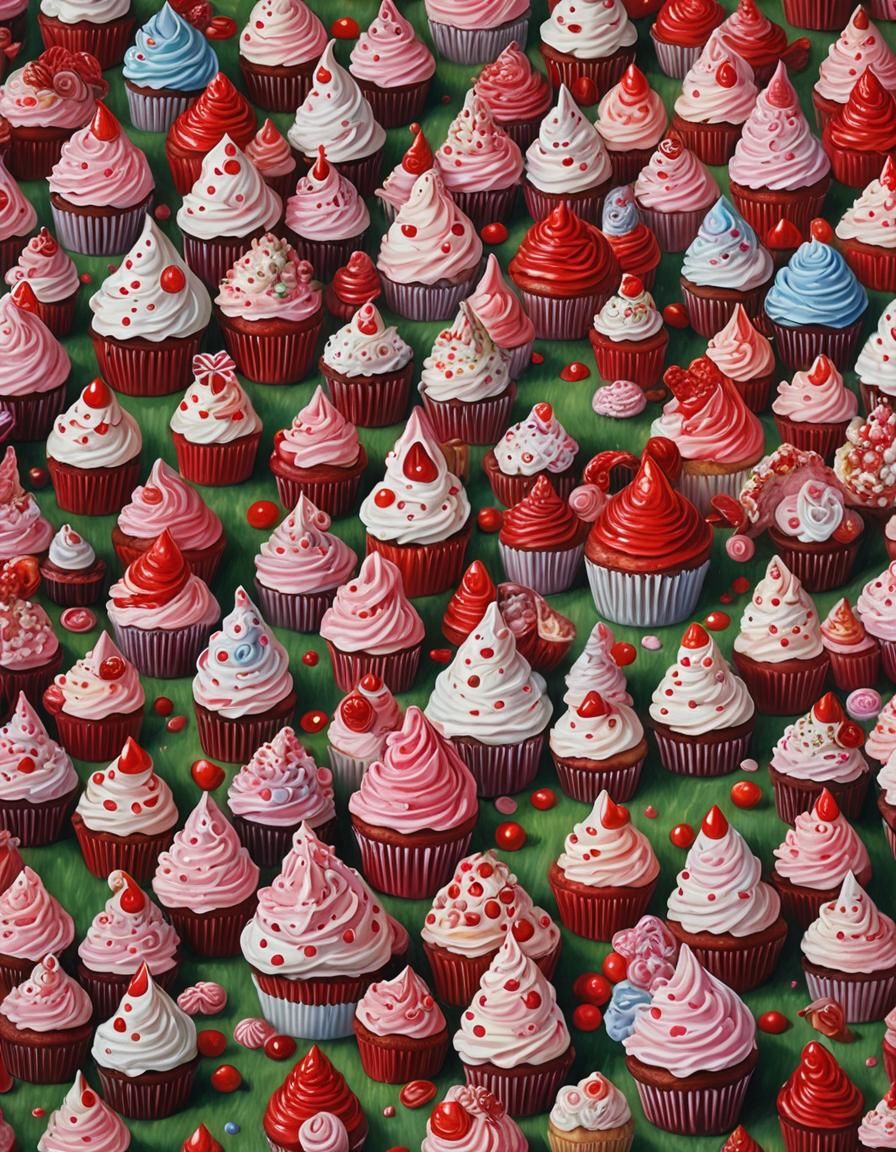 Candyland Cupcake House: Oil Painting by Gurney Style