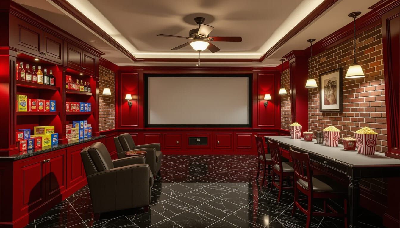 Victorian Movie Room with Cinematic Lighting