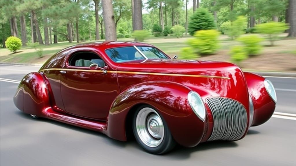 1930s Lincoln Zephyr in Retro-Futuristic Style