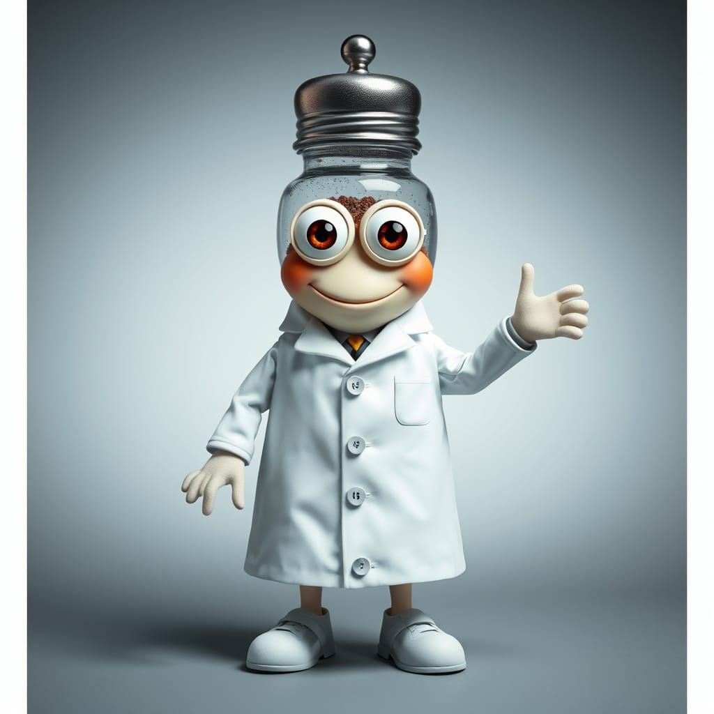 Cute Pepper Shaker in Lab Coat
