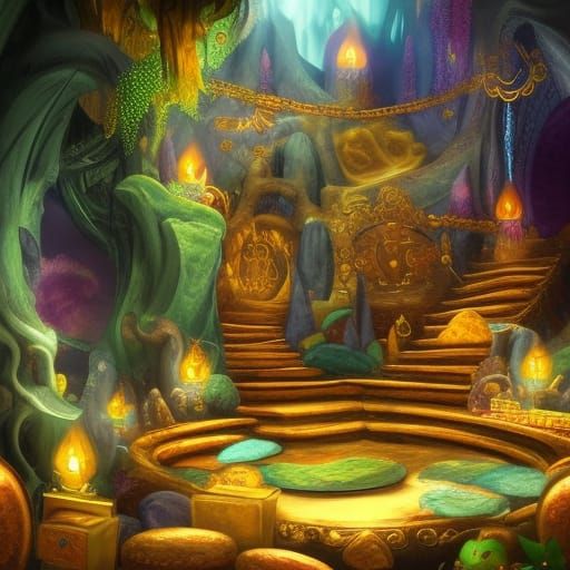 Treasures and Magic in a Glimmering Cave