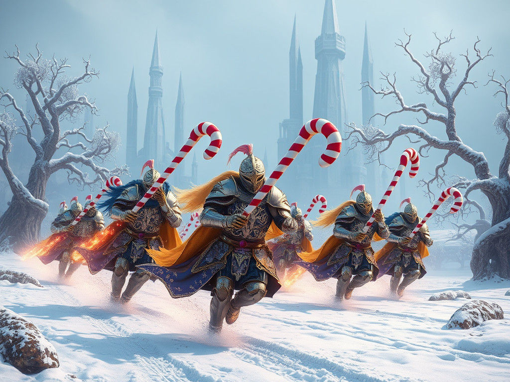 Knights Battle with Candy Cane Swords in Crystalline Land