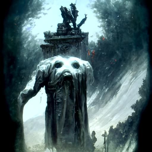 Ominous Ancient Statue in Gothic Horror Style
