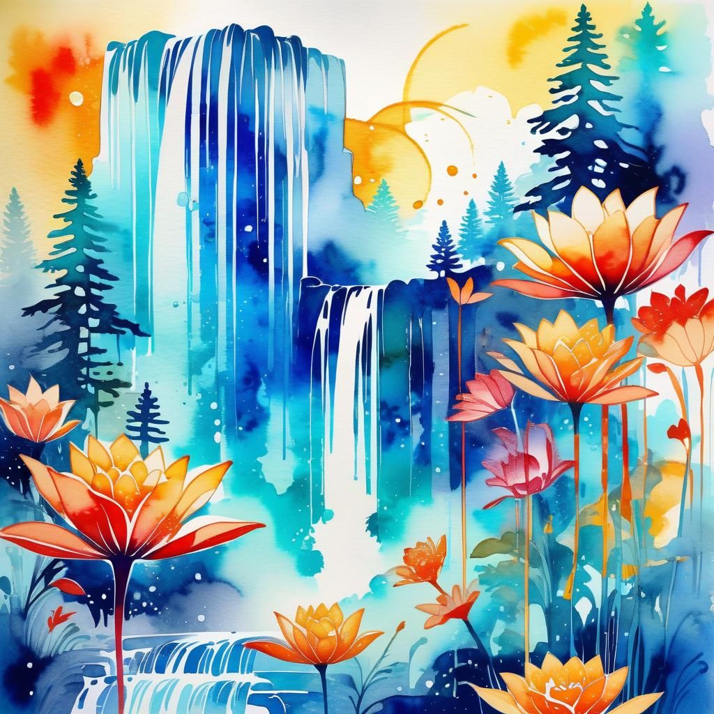 Psychedelic Waterfall: Modern Art in 3D Shading