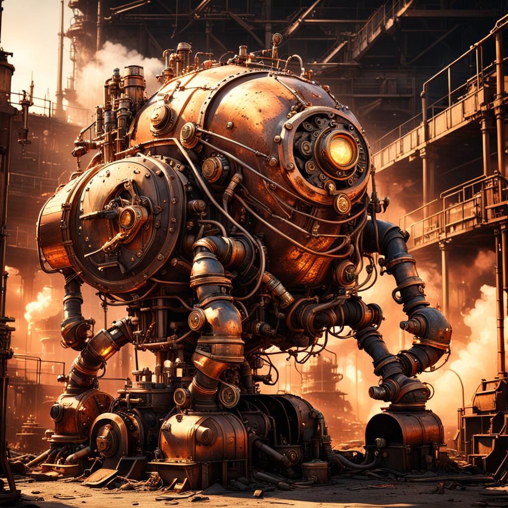 Industrial Steam Punk Mech in Scrapyard