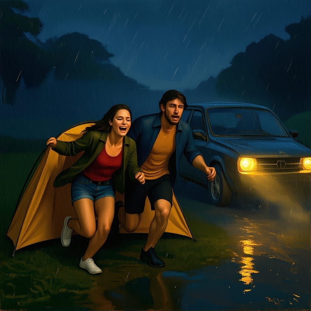 Couple Scampers as Tent Blown Away in Nighttime Storm