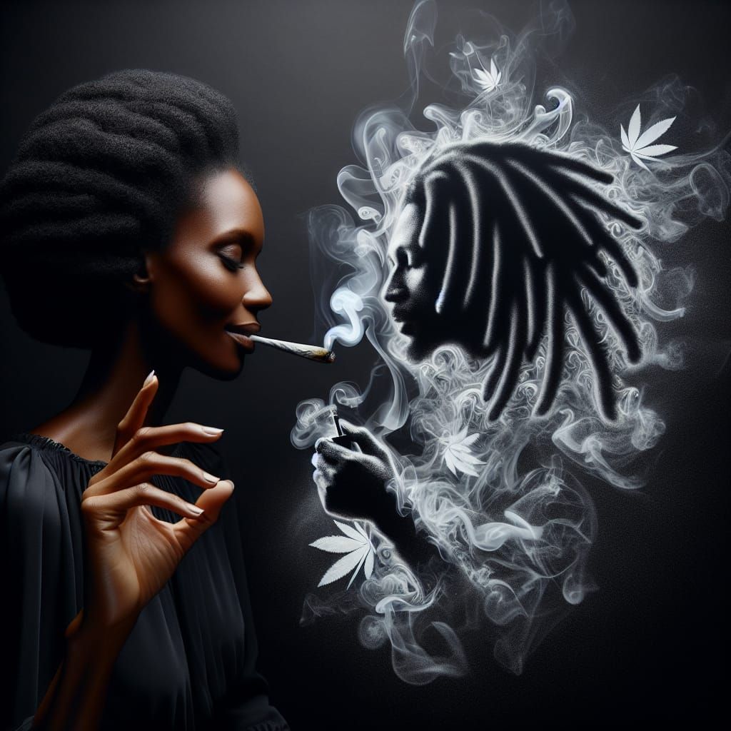 Reggae Musician Silhouette in Smoke