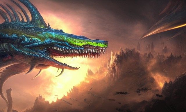Gigantic Leviathan Attacks HMS Excalibur in Digital Art