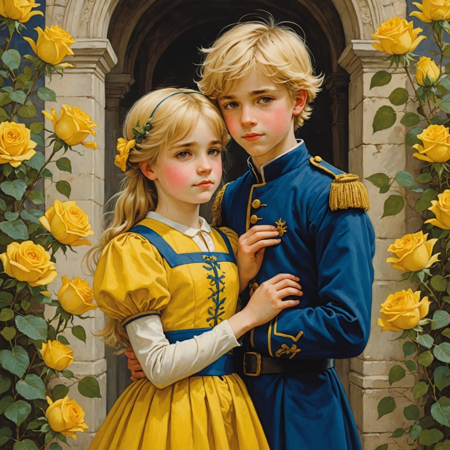 Medieval Cadet and Sister in Anime Style