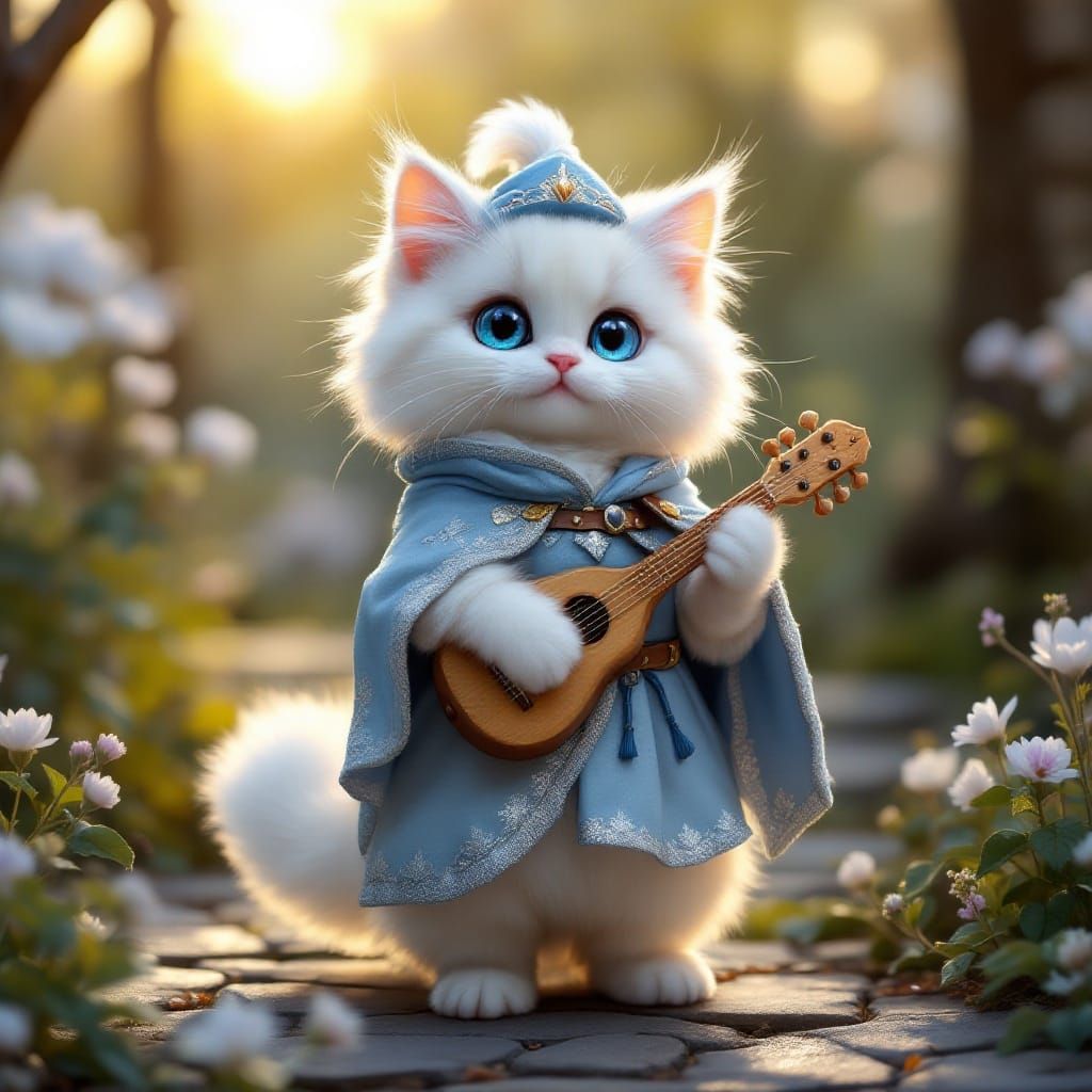 Enchanted Fluffy Bard in Whimsical Woodland