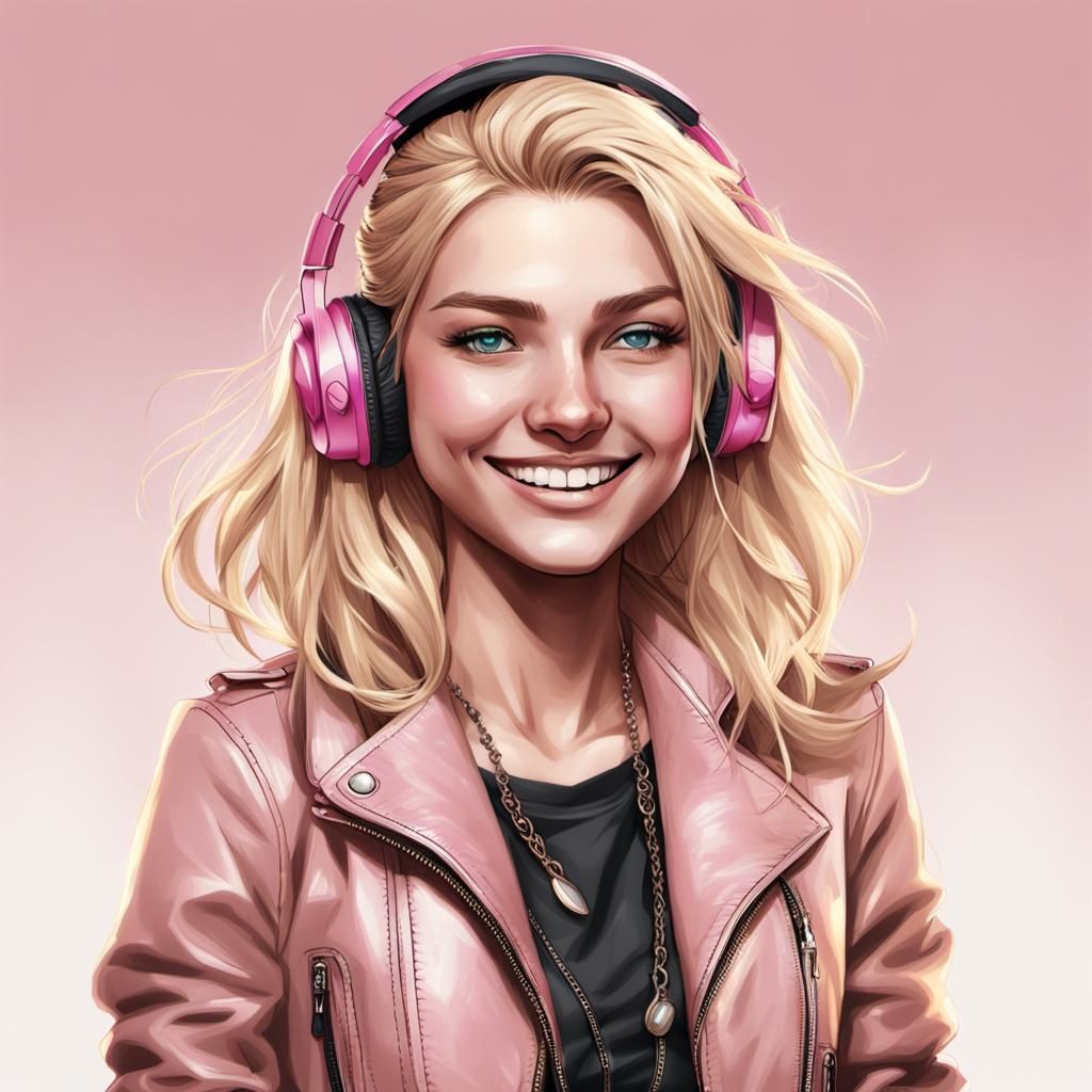 Smiling Swedish Girl Portrait in Sticker Style