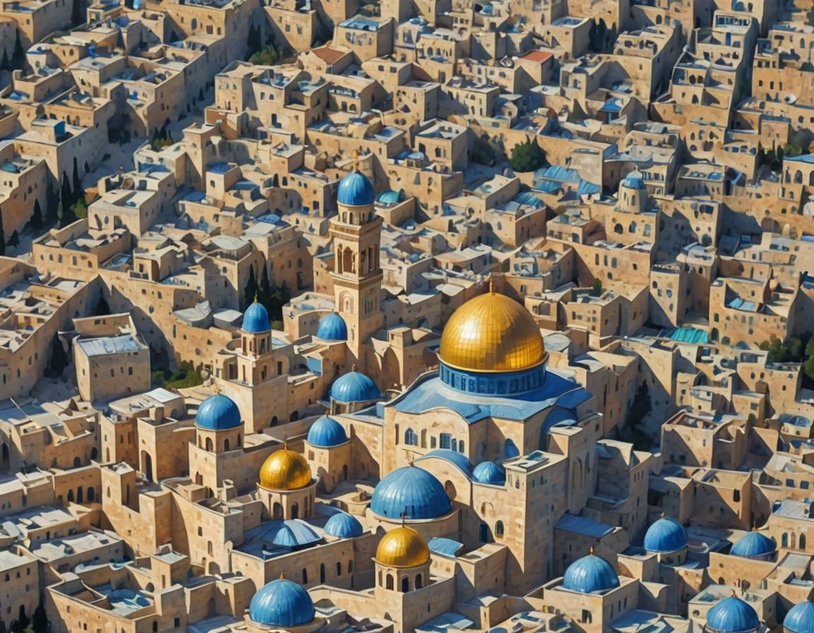 Dome of the Rock in Impasto Gouache Style