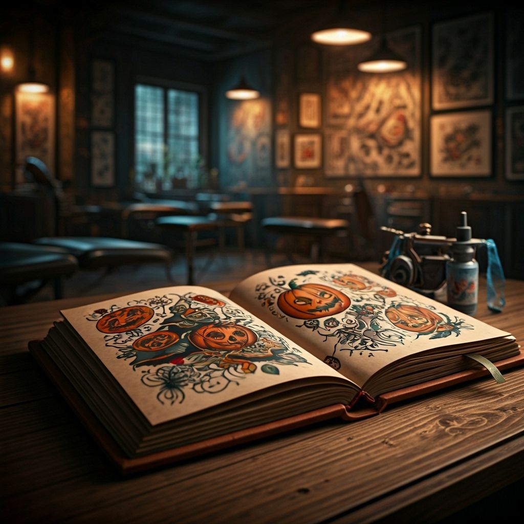 Halloween Tattoo Book in Tattoo Shop