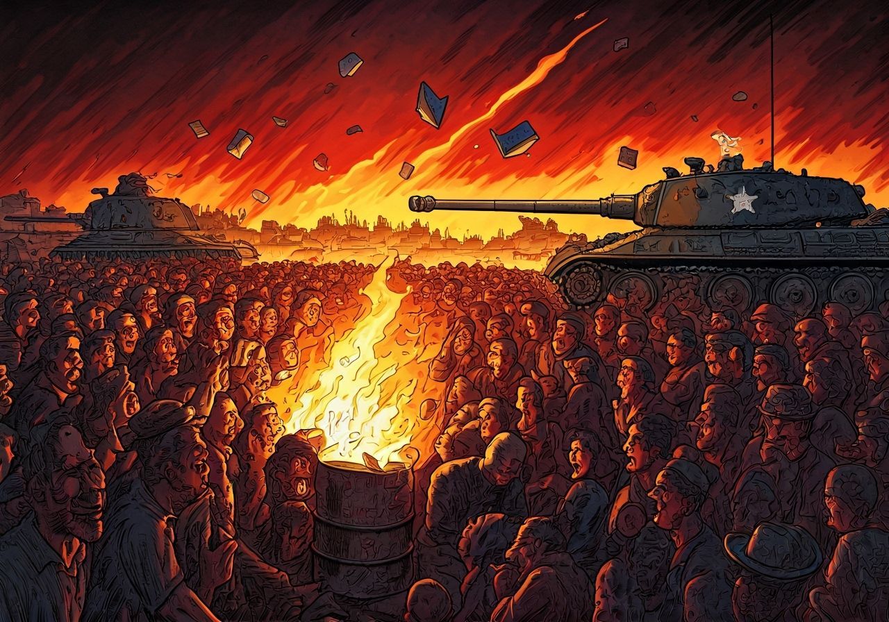 Fever Dream Americana: Citizens Burn Books Amidst Chaos