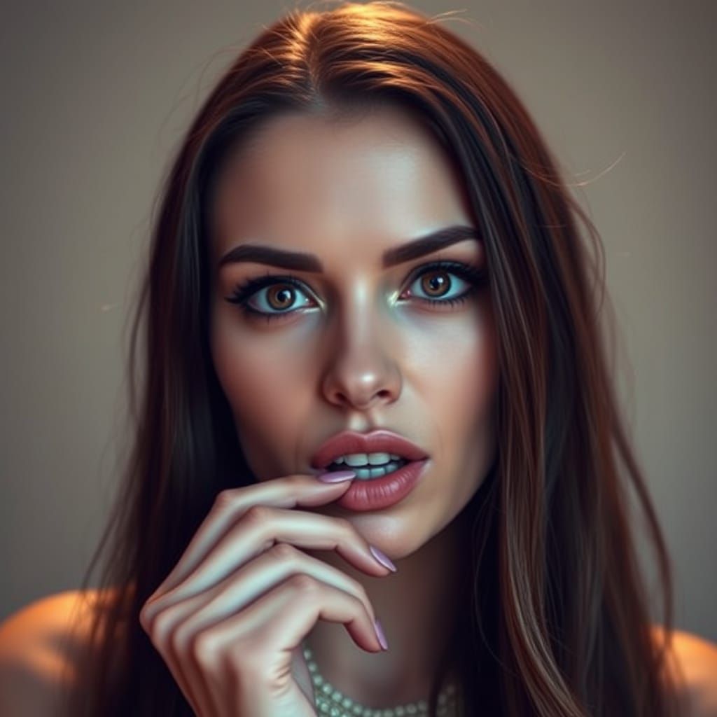 Sultry Woman in Soft Focus with Golden Glow