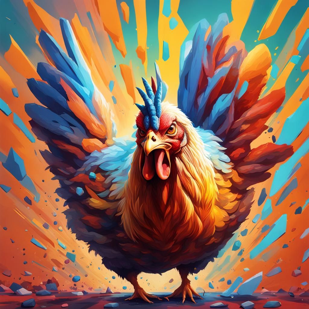 Hyperrealistic Human Chicken Splash Art Concept
