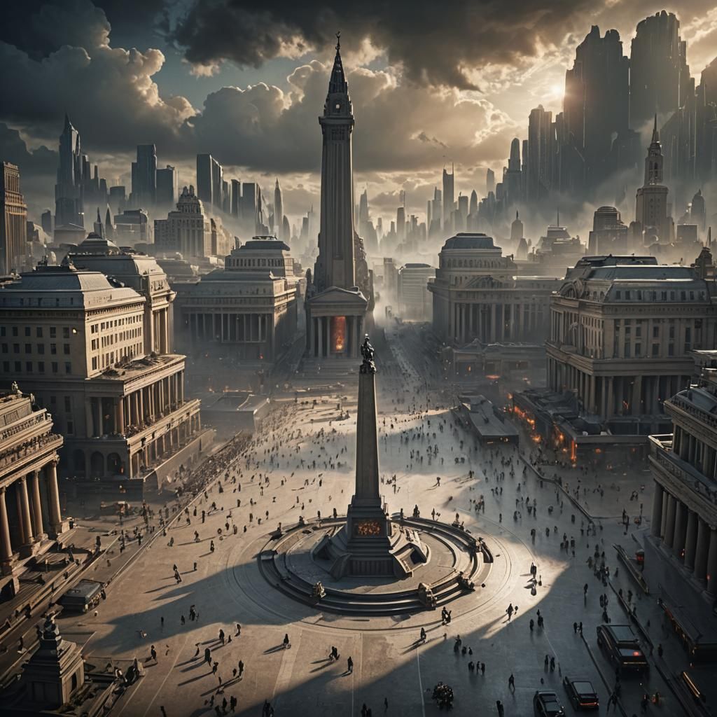 Epic Cenotaph City Square Digital Matte Painting