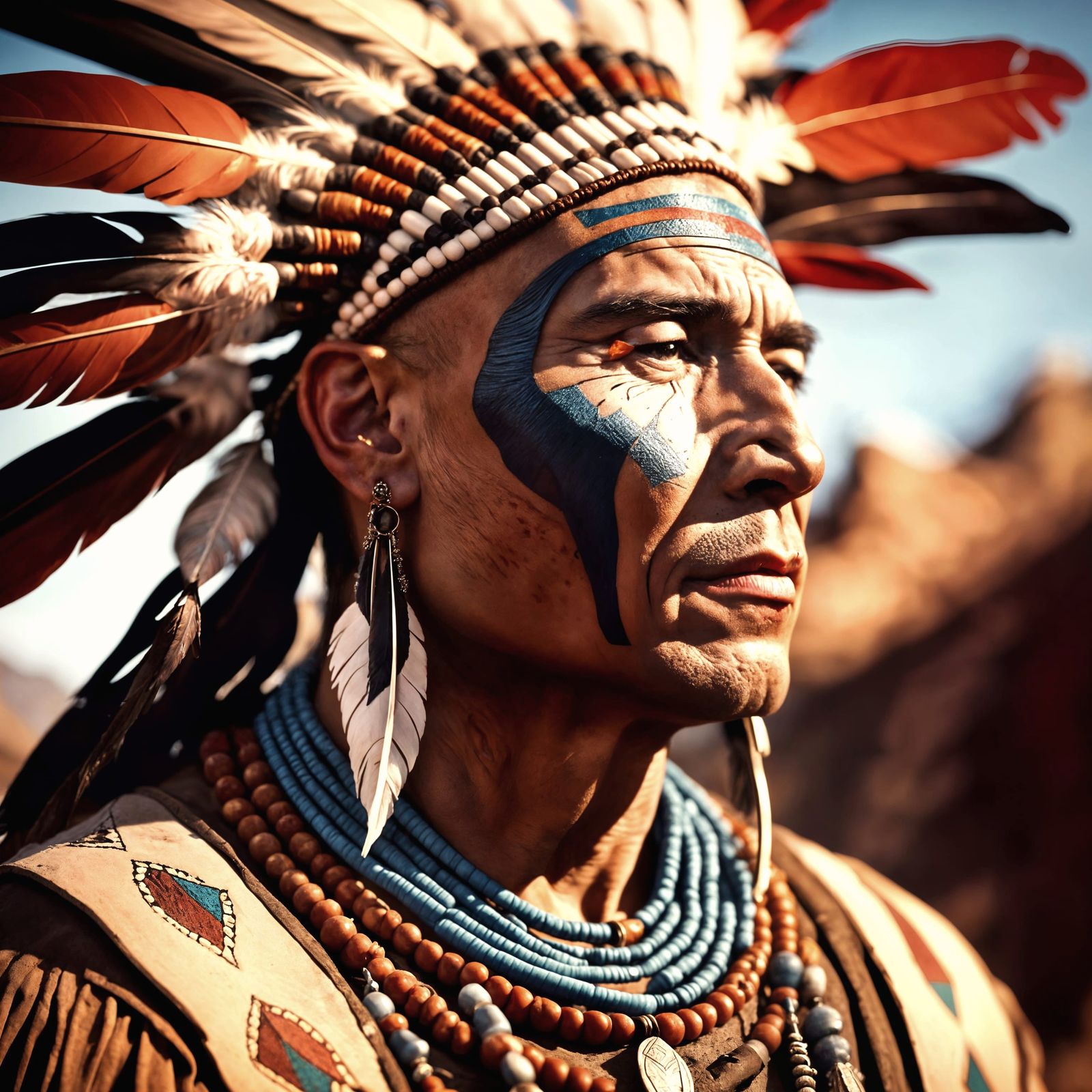 Native American Chief in Traditional Regalia