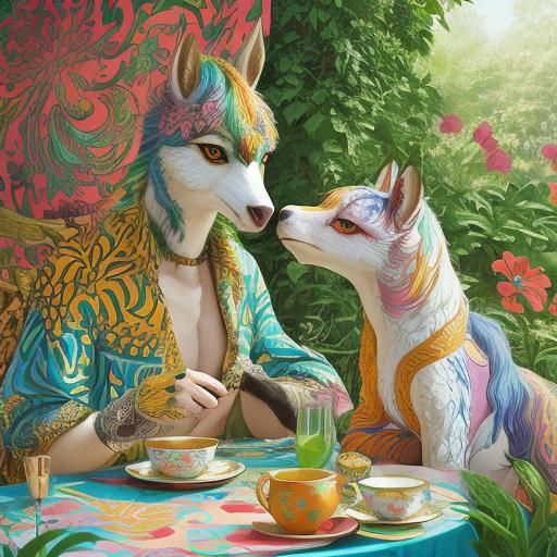 Centaur Sipping Tea: Pop Art in Silkscreen Style