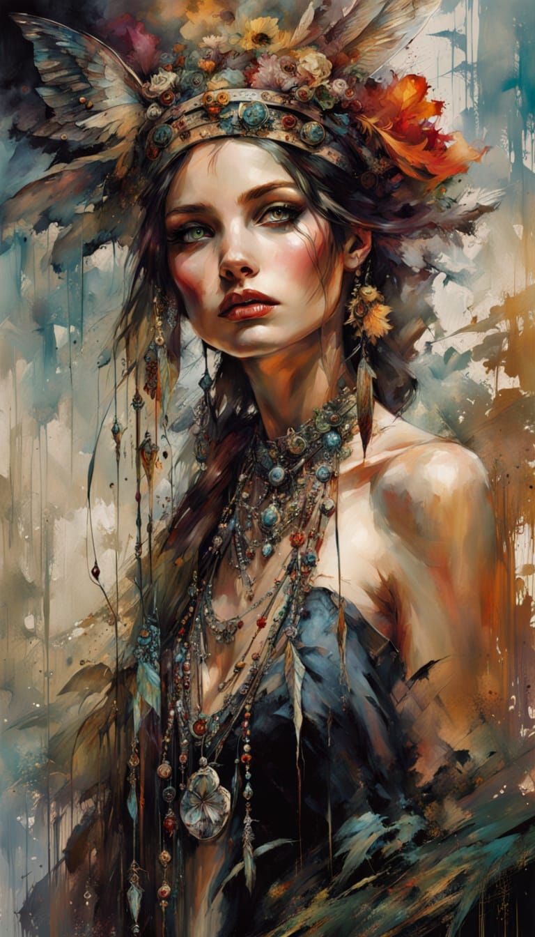 Gothic Bohemian Goddess in Exotic Tribal Style