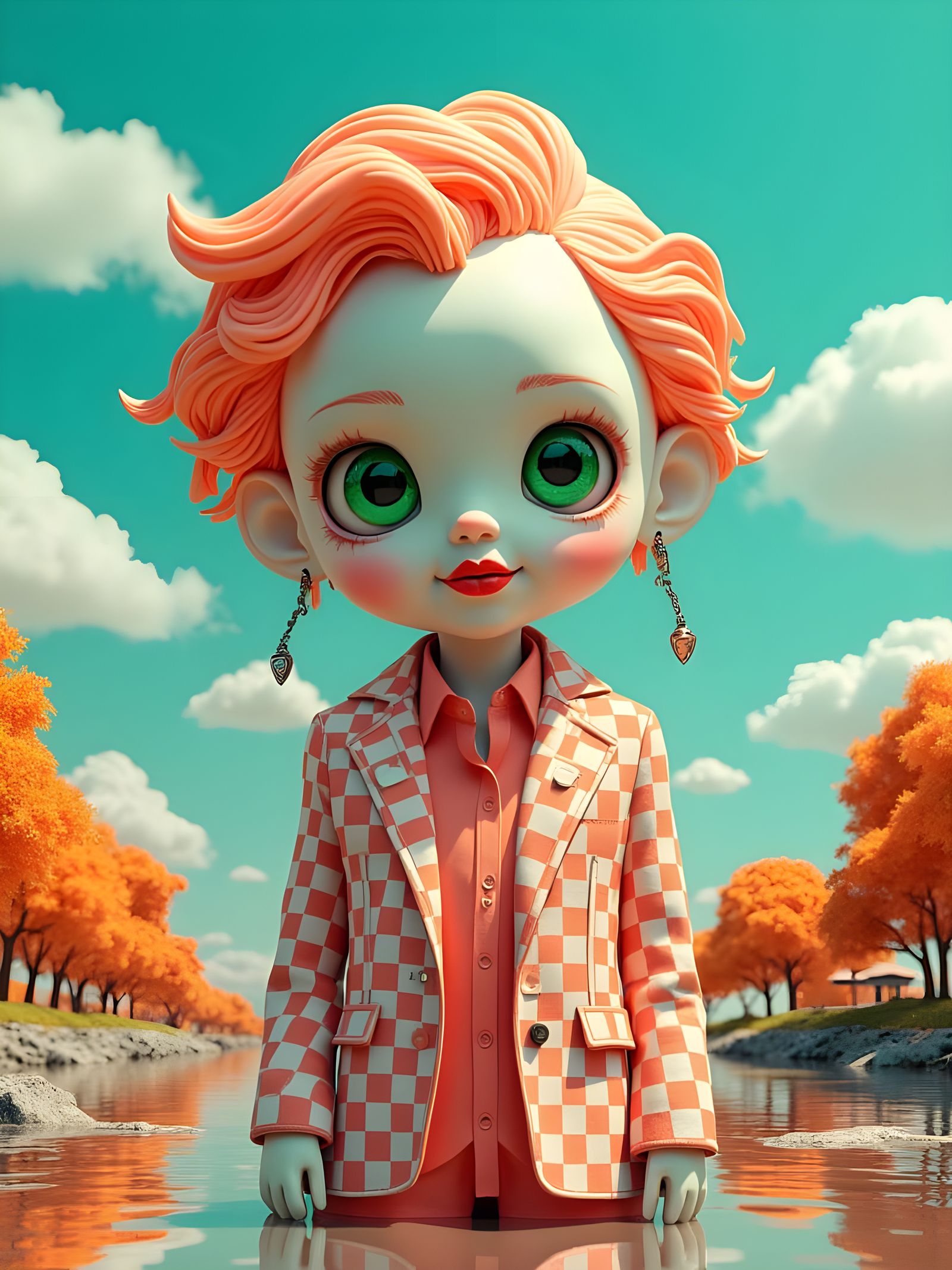 Cyborg Portrait Made of Transparent Gummy Jello