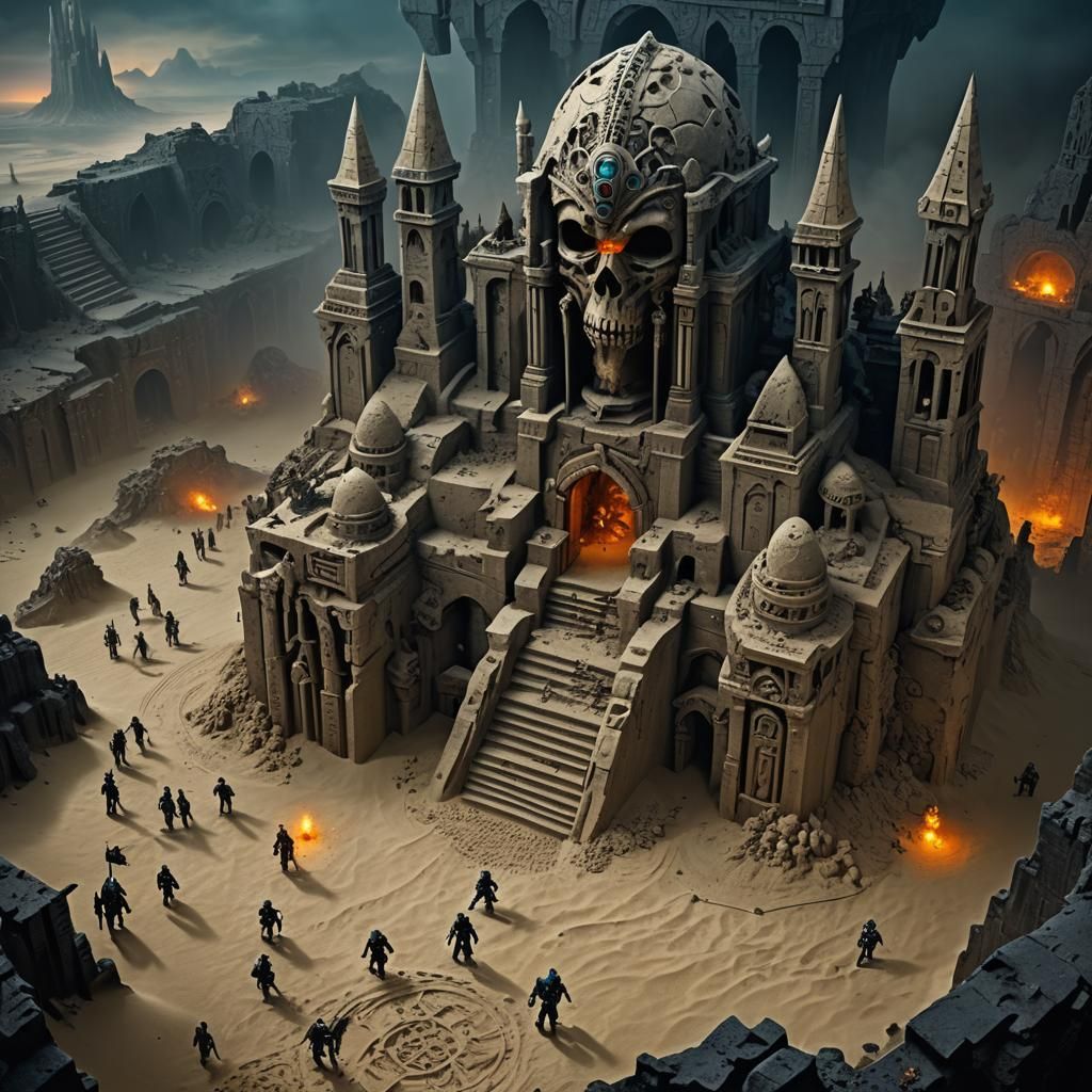 Zombie Crypt: Masked Figure in Dark Fantasy Landscape