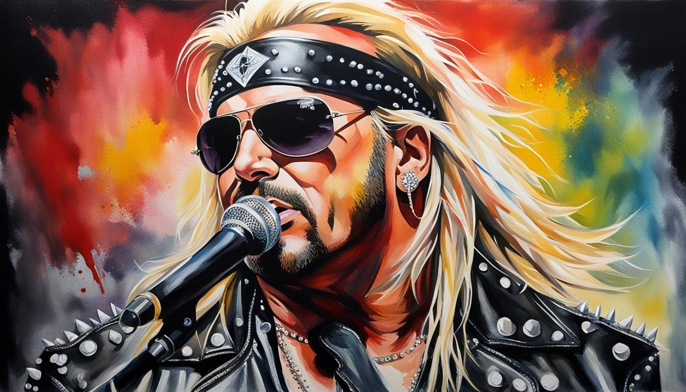 Rock Singer Portrait in Watercolor and Acrylic