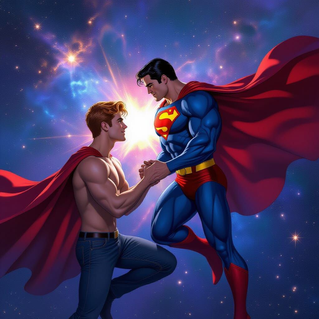 Superman Proposes to Jimmy Olsen in Cosmic Nebula