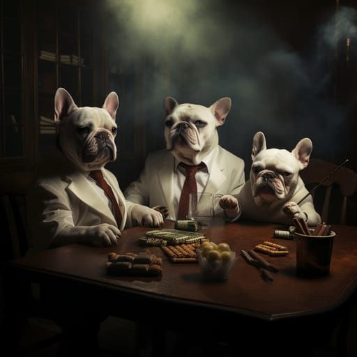 Mafia Frenchies: Dogs Playing Poker with Cigars