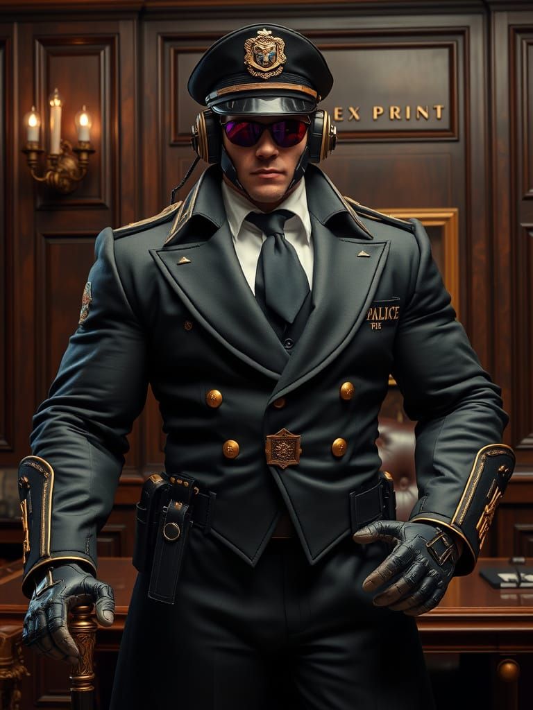 Tactical Cyborg Pilot in Cyberpunk Noir Style