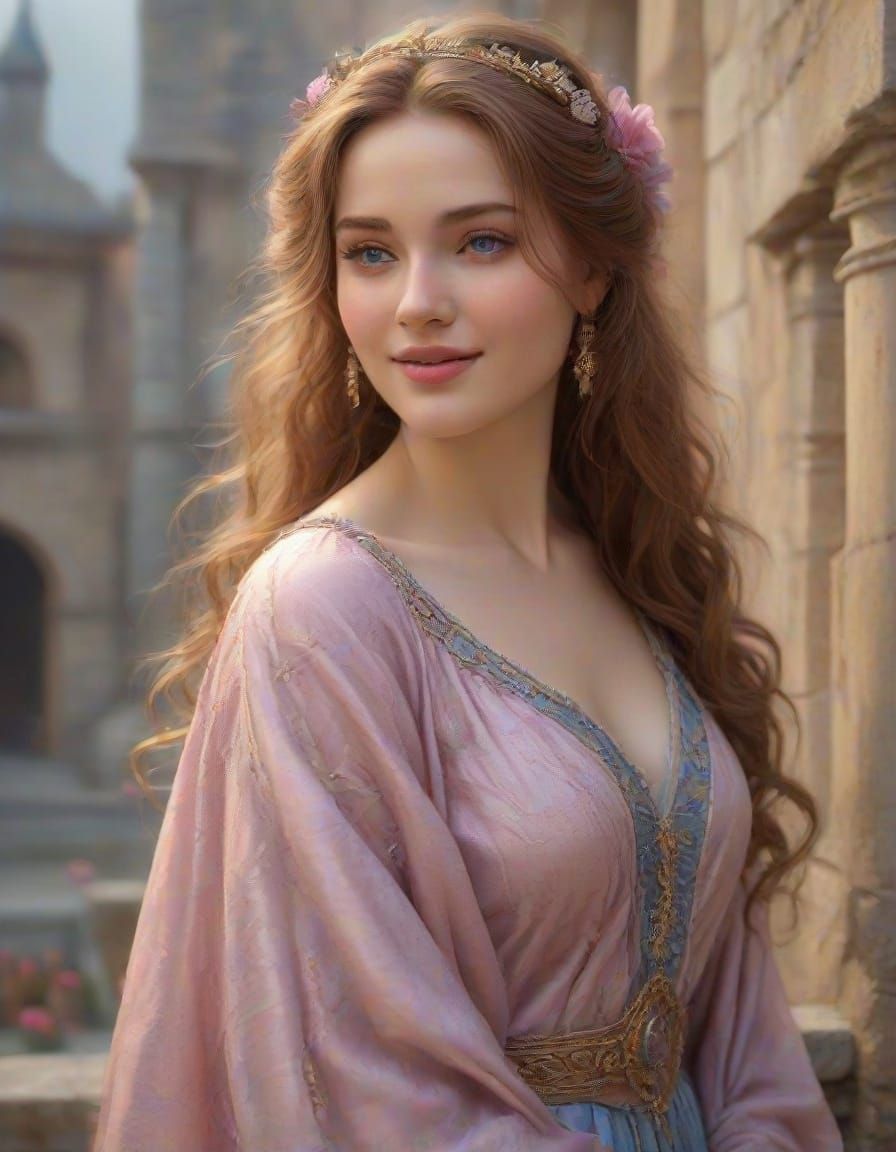 Ethereal Roman Empress in Dusty Rose Silk