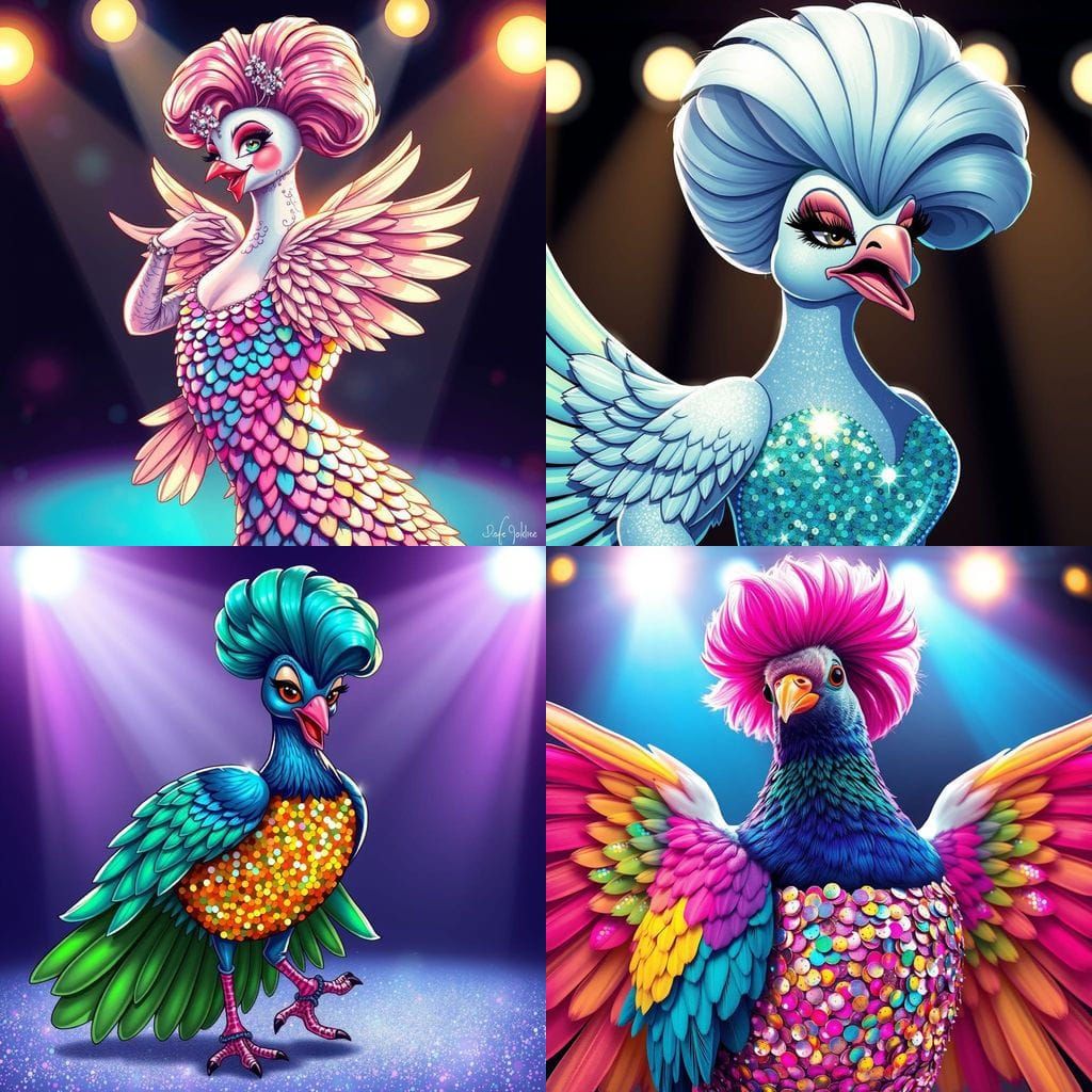 Vibrant Drag Queen Dove Takes Center Stage in a Cartoon Epic