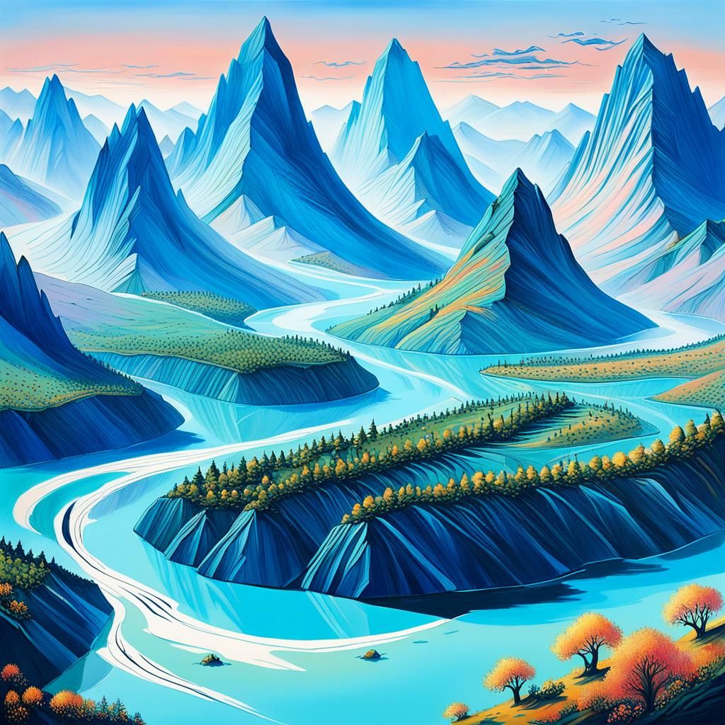 Ethereal Mountains and Floating Islands: Expressionist Oil P...