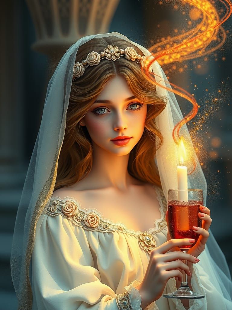 Miracle: Princess Creates Wine with Light as Anne Stokes Art