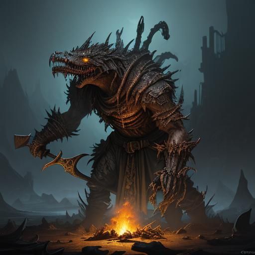 Corroded Digger Creature in Dark Fantasy Style