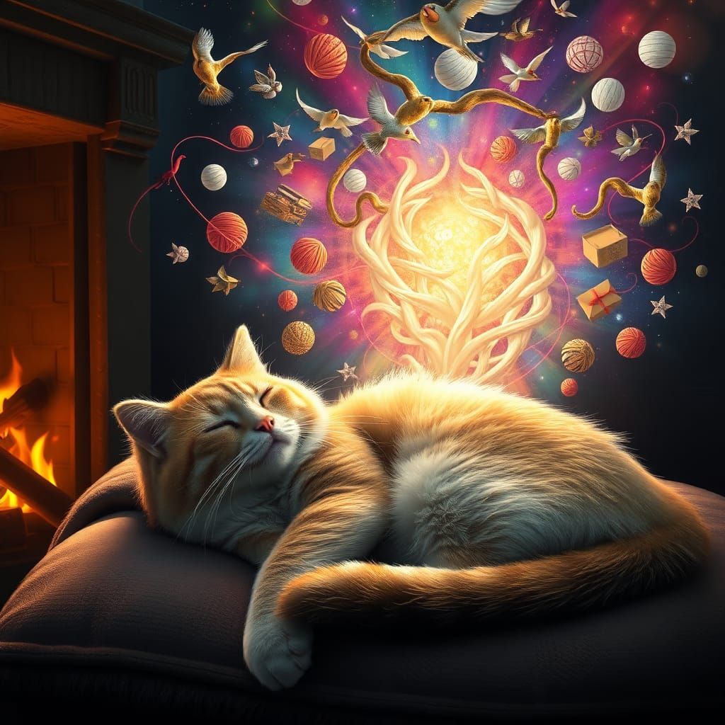 Cat's Dream in Fantasy Digital Art