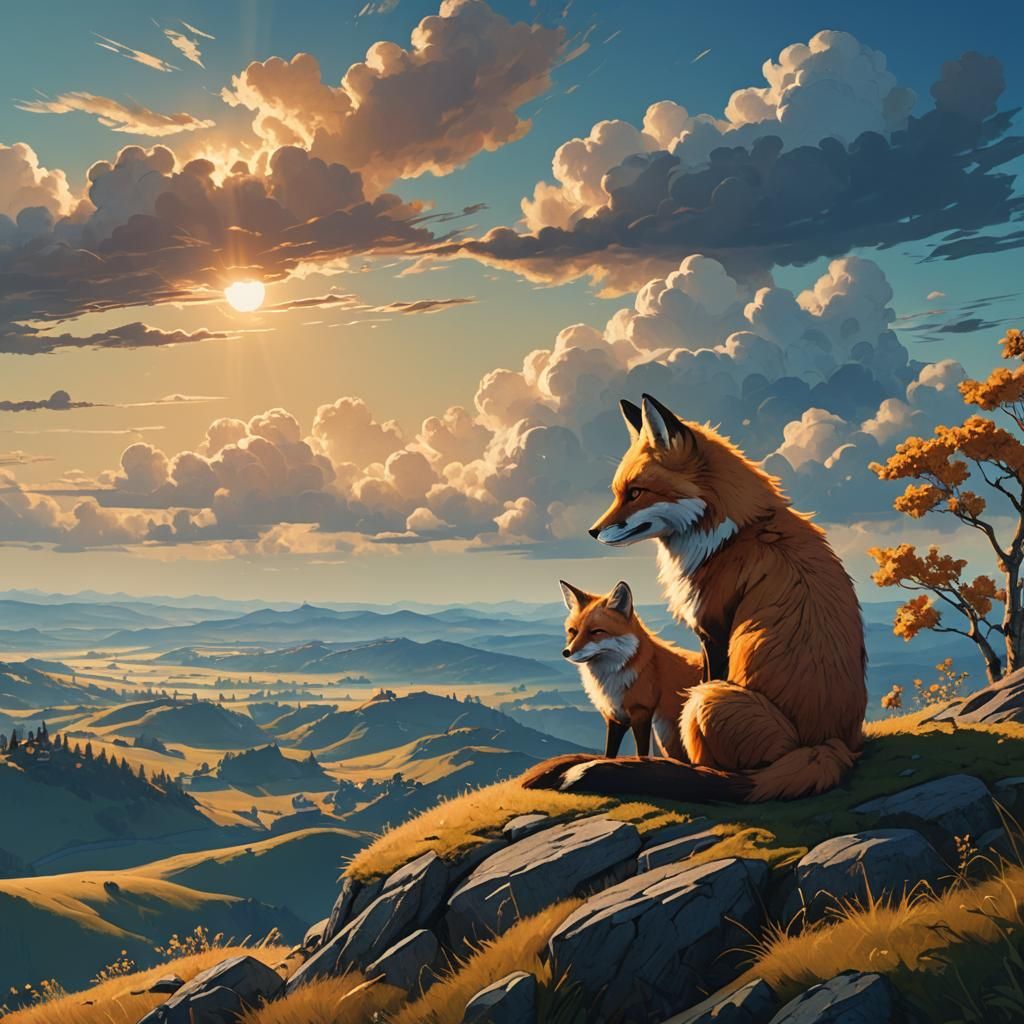 Fox Enjoys Sunlight: Fantasy Matte Painting