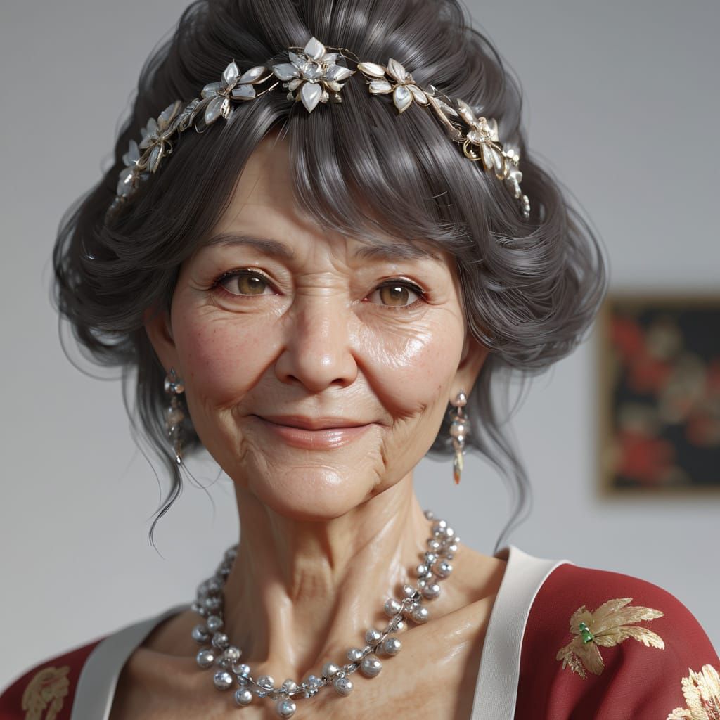 Elegant 70s Woman in Rich Attire
