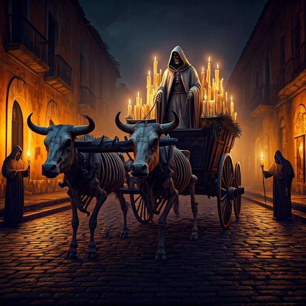 Eerie Carreta Nagua in Fog, Dark Fantasy Concept Art