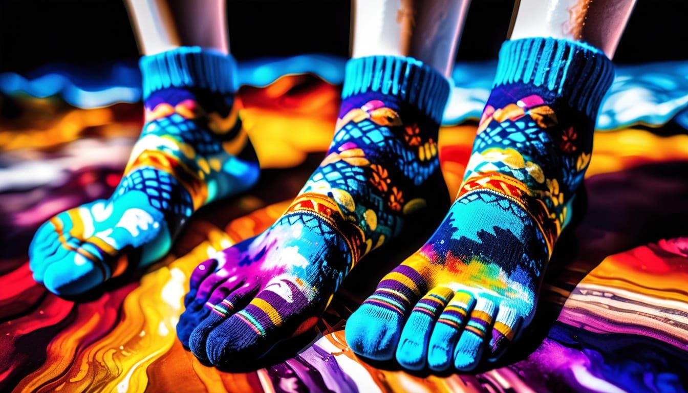 Hyper-Realistic Alcohol Ink Art: Socks with Feet Images