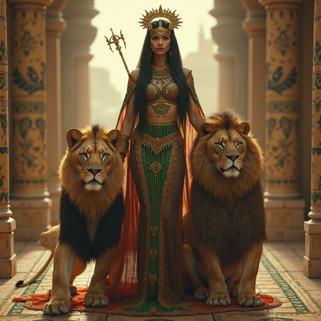 Majestic Repyt Goddess in Opulent Temple Attire