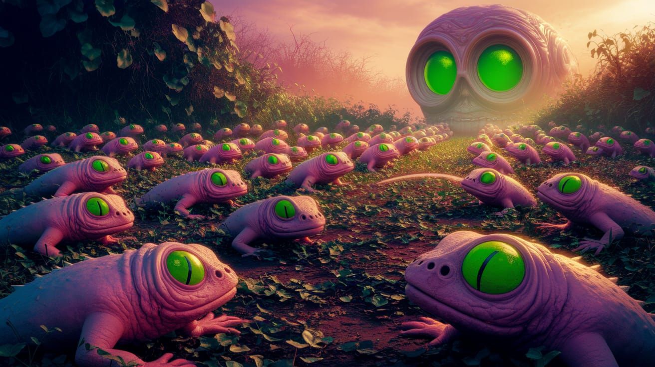 Creepy Lizards Sucked into Otherworldly Portal in Surreal Ga...