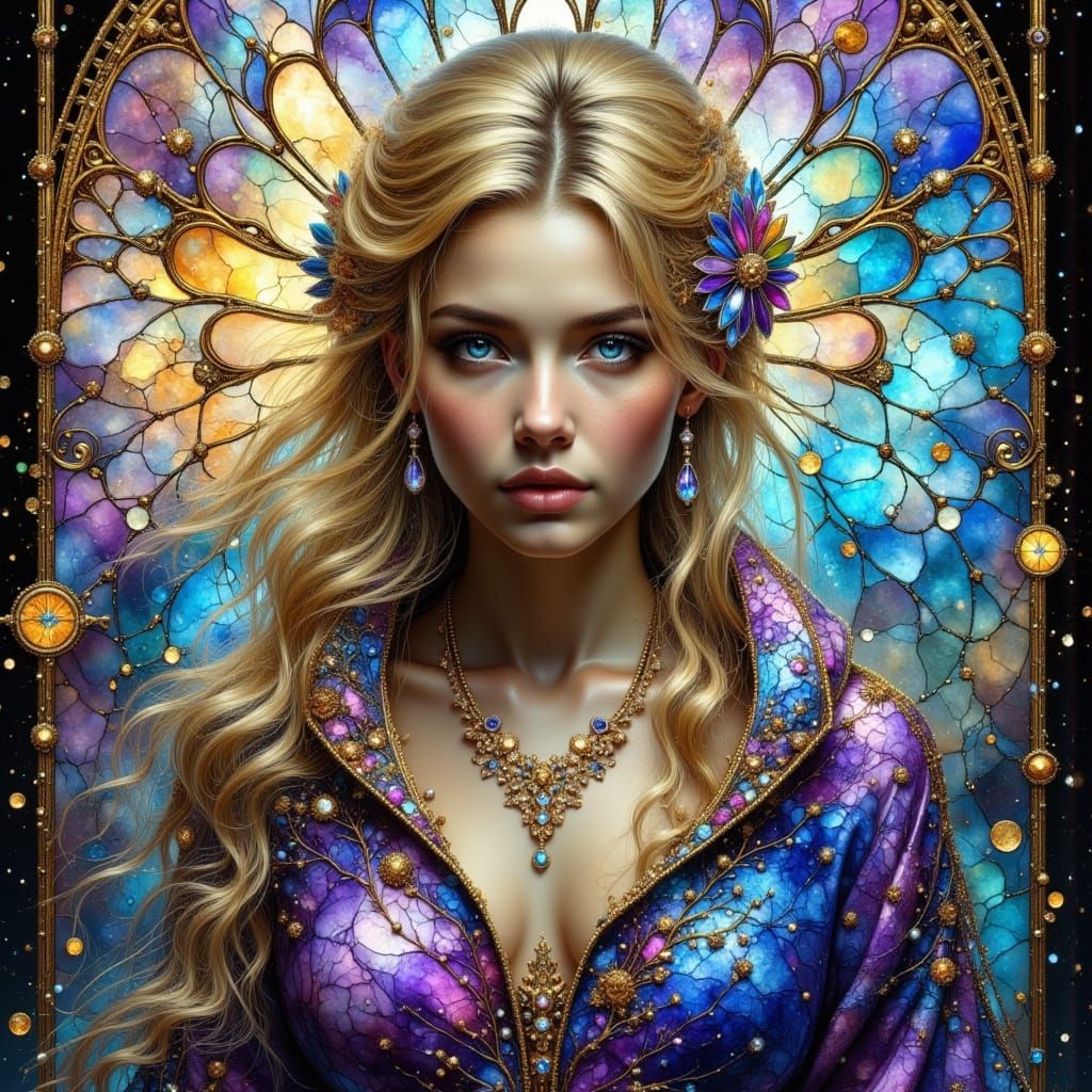 Ethereal Beauty in Dark Oil Paint Style