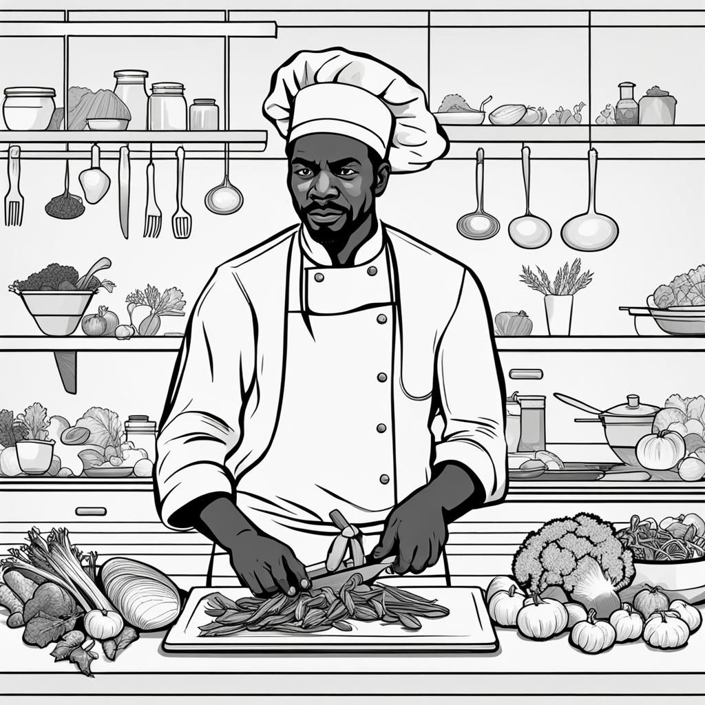 Minimalist Chef Illustration in Black and White