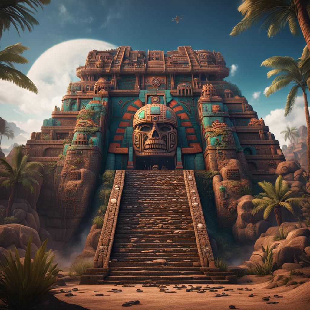Aztec Bunker in the Information Age: Fantasy Concept Art
